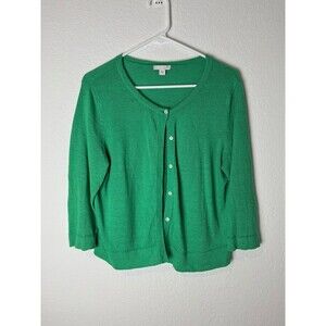 J Jill Cardigan Sweater Womens Small Linen Blend Button Front Lightweight Layeri